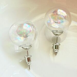 New! Glass Bubble Iridescent Stud Earrings